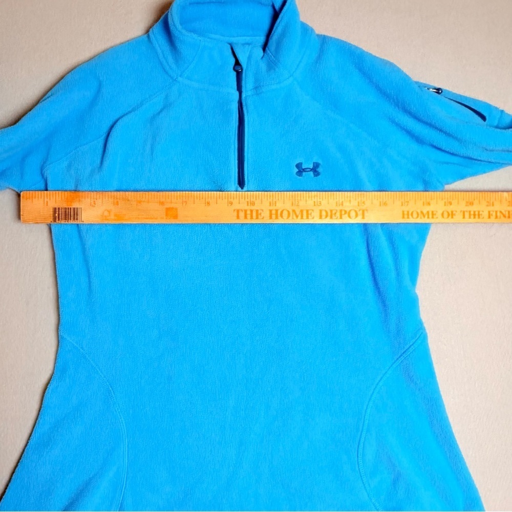 Under Armour Women's Aqua Blue 1/4 Zip Pullover Fleece Jacket Sz S Activewear - Picture 7 of 7